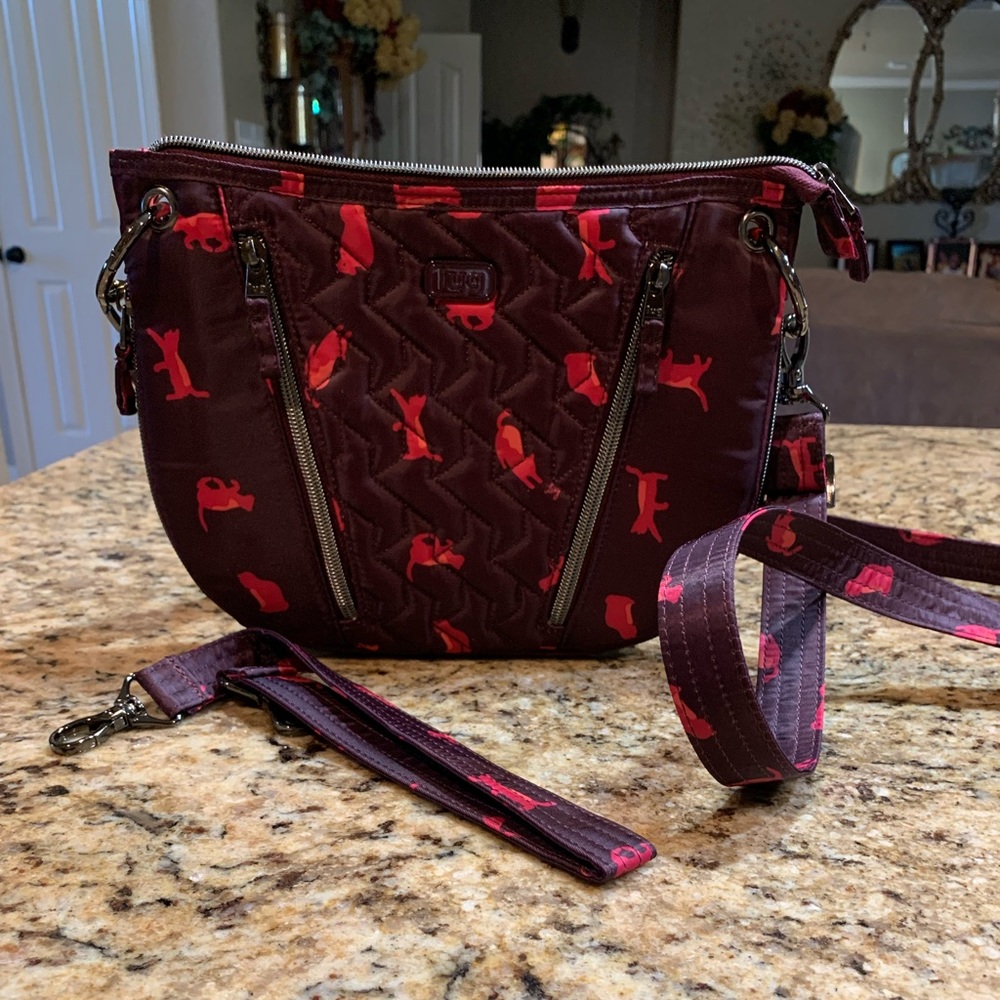 Lug swivel pink and brown crossbody bag/purse